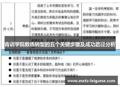 青训学院教练转型的五个关键步骤及成功路径分析